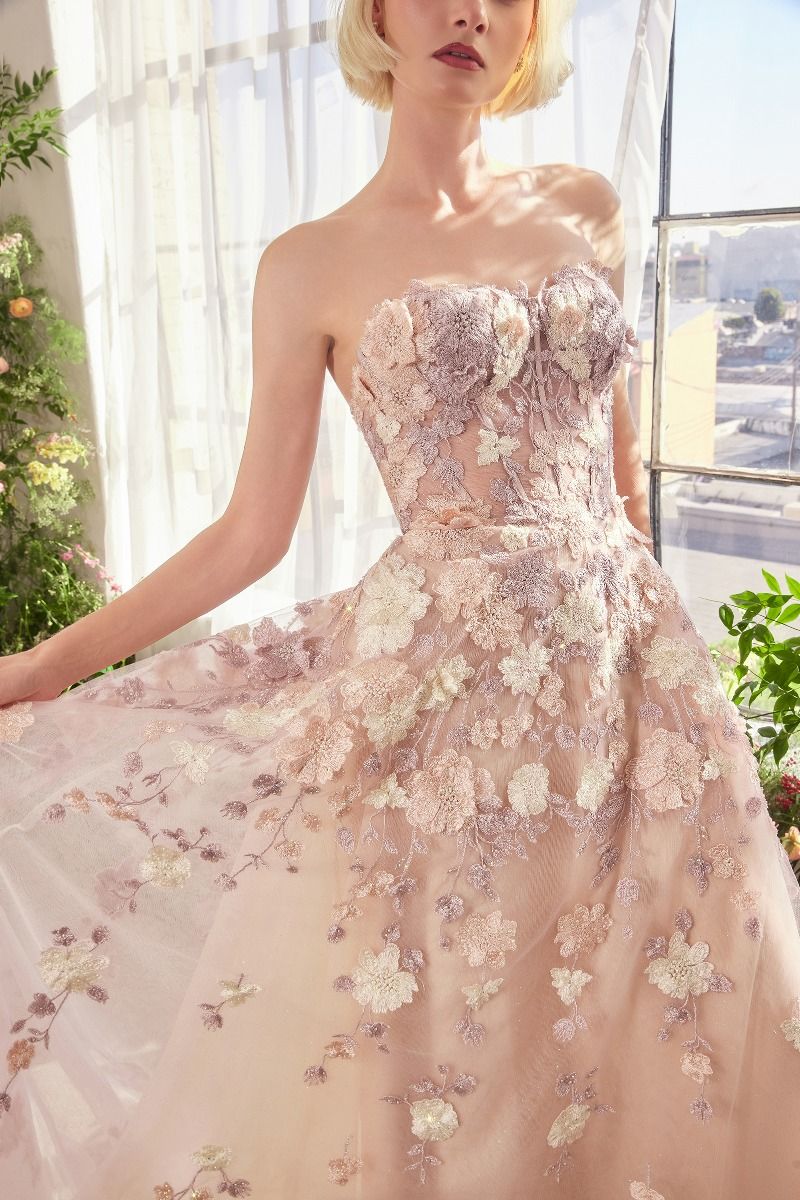 Andrea & Leo A1453 Spring Floral A Line Gown