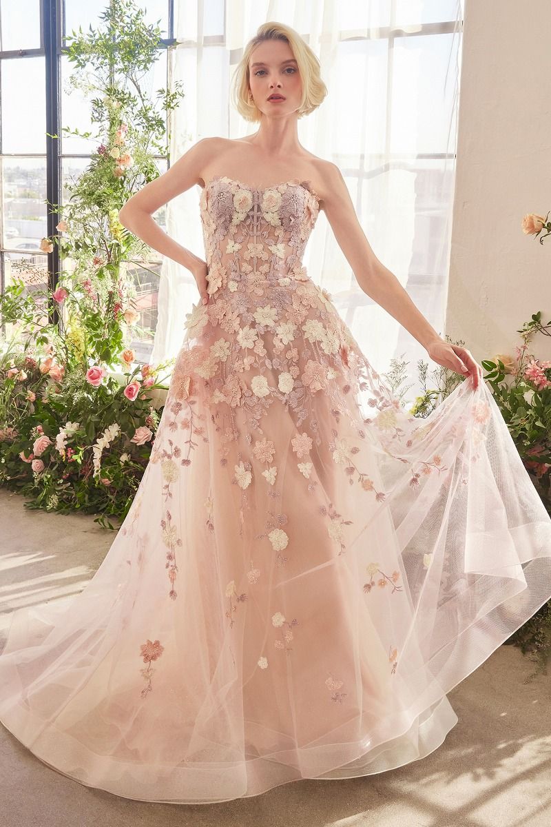 Andrea & Leo A1453 Spring Floral A Line Gown