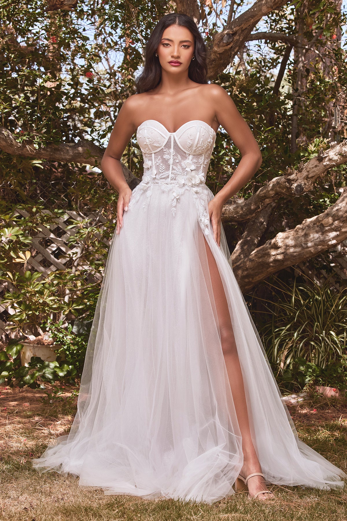 Ladivine CB080W Strapless Floral Bridal Gown - NORMA REED