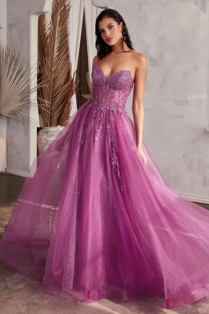 Cinderella Divine CD0230 Ladivine Strapless Layered Tulle Ball Gown -