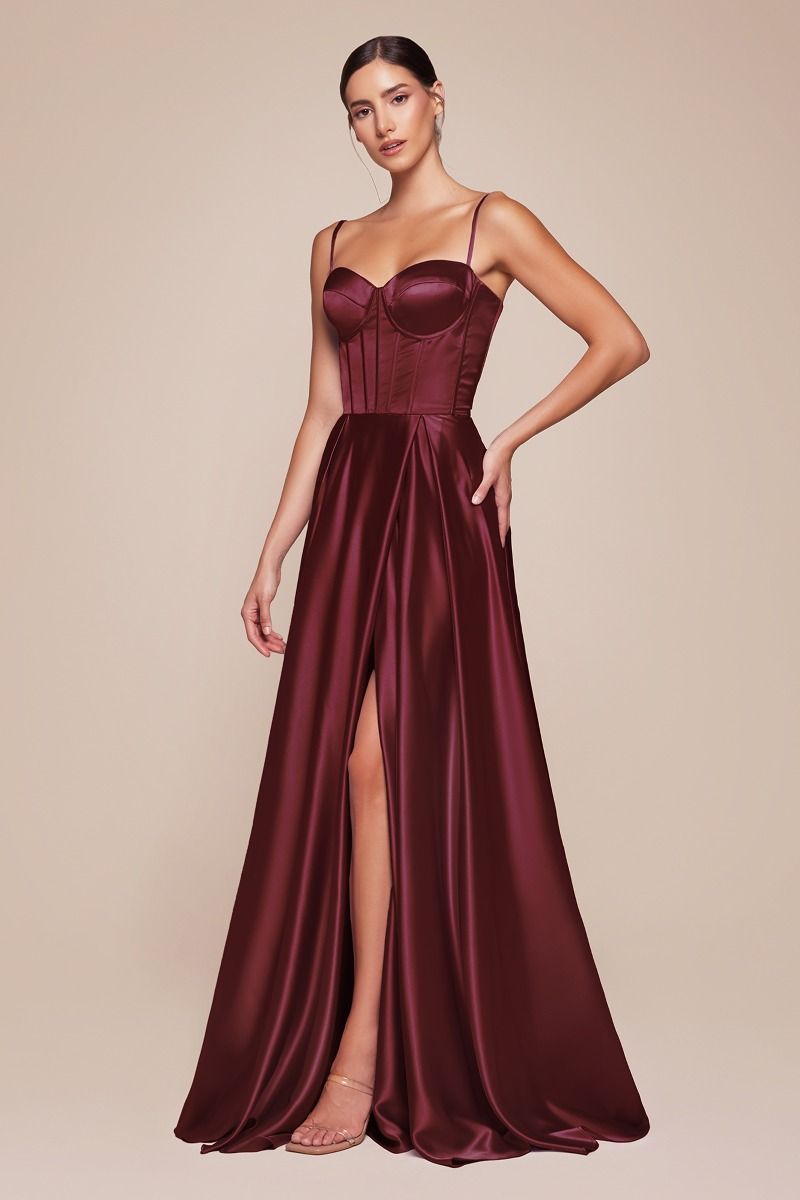 Ladivine CD337 A Line Satin Bustier Dress