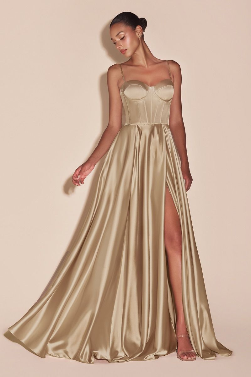 Ladivine CD337 A Line Satin Bustier Dress