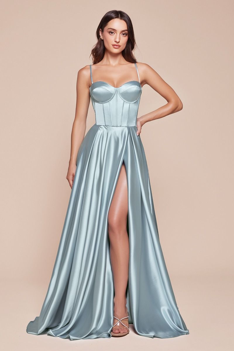 Ladivine CD337 A Line Satin Bustier Dress