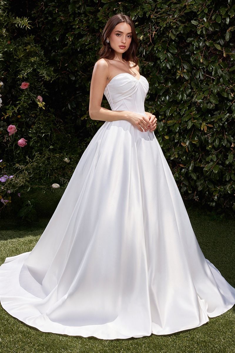 Ladivine CDS512W Strapless Luxe Satin Bridal Gown - NORMA REED