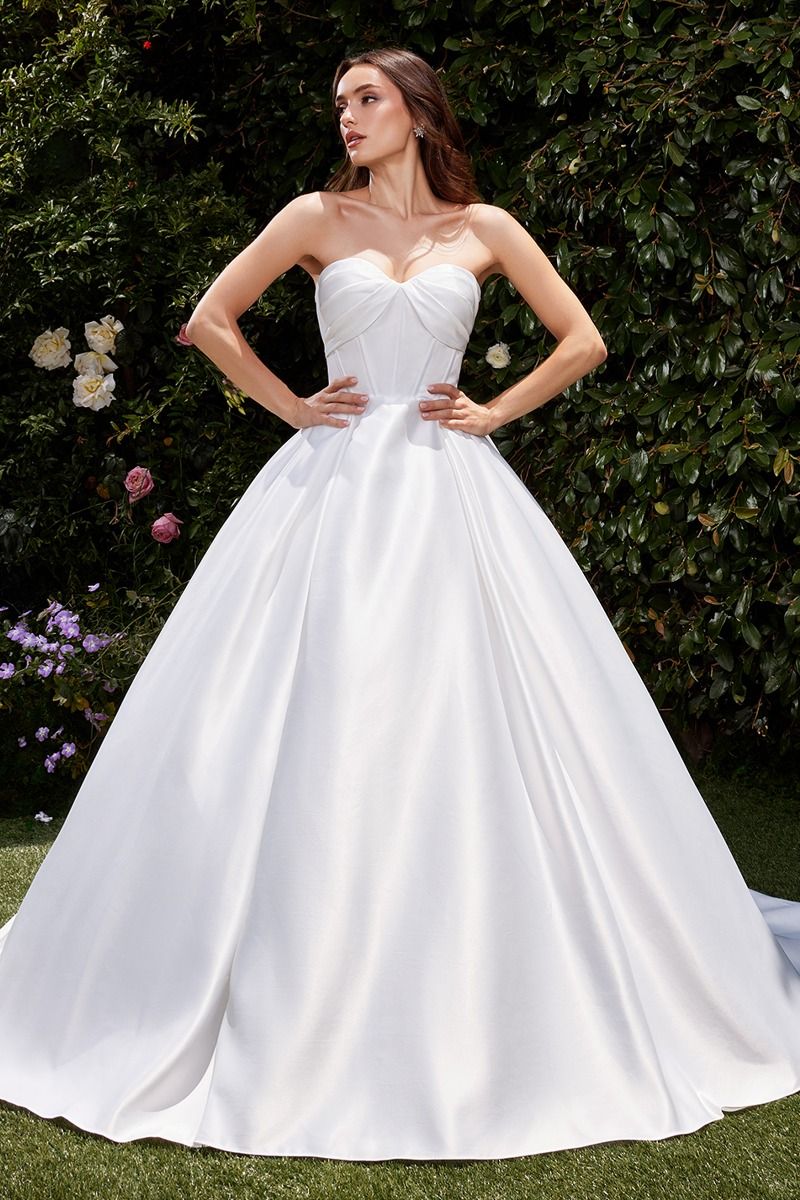 Ladivine CDS512W Strapless Luxe Satin Bridal Gown - NORMA REED