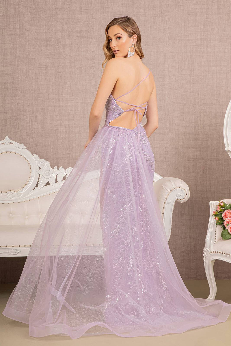 GLS By Gloria GL3116 Beaded Jewel Mermaid Dress w/ Sheer Side Slit - NORMA REED