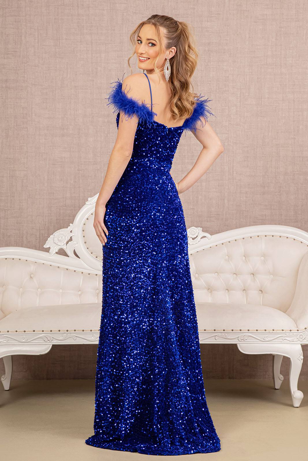 Elizabeth K GL3149 Sparkling Sequin Cut-Away Velvet Mermaid Dress - NORMA REED