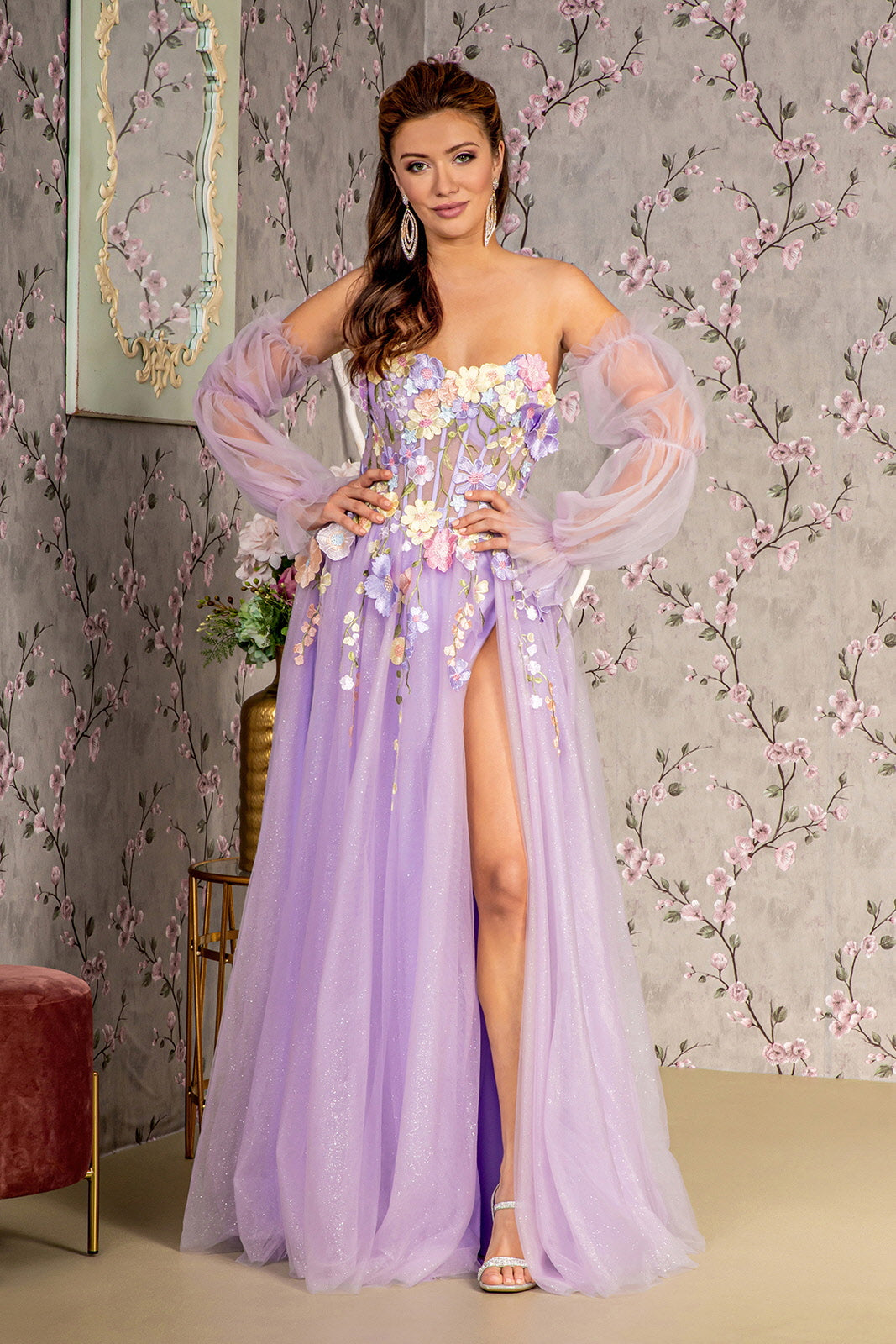 Cinderella Divine CDS465 Strapless Floral Corset Dress