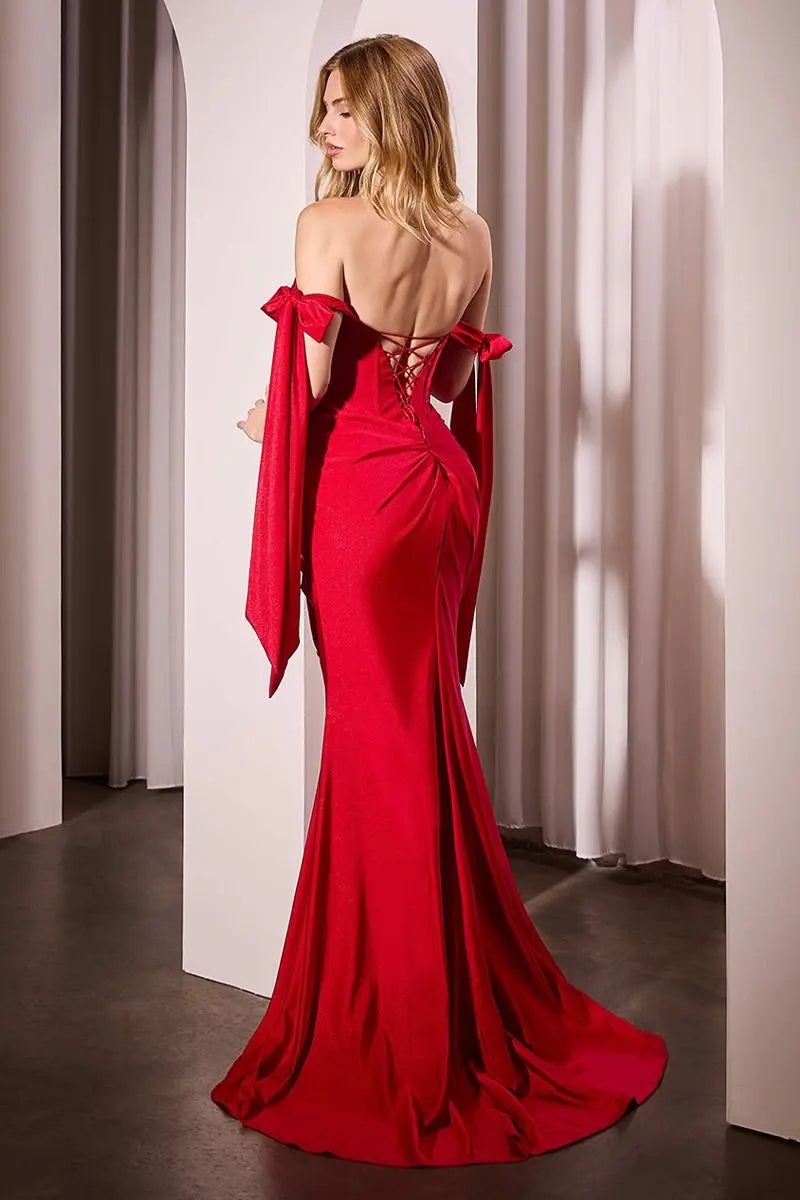 Ladivine KV1120 Off the Shoulder Stretch Spandex Fitted Dress - NORMA