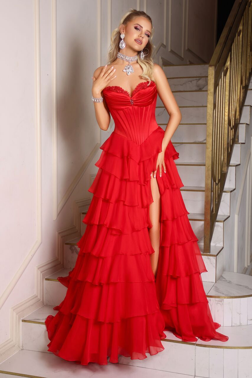 PORTIA and SCARLETT PS25963 Strapless Corset Layered Gown