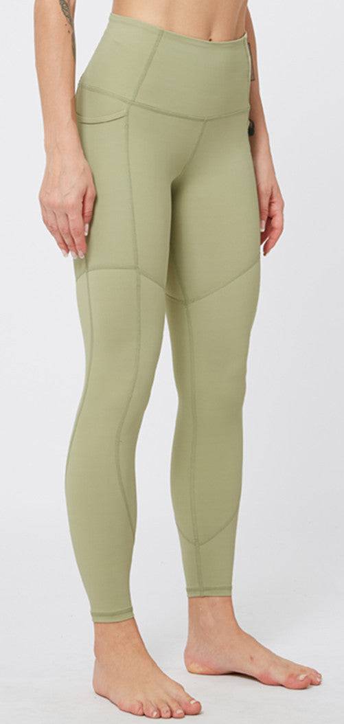 Women's High Rise Green Yoga Pants - NORMA REED