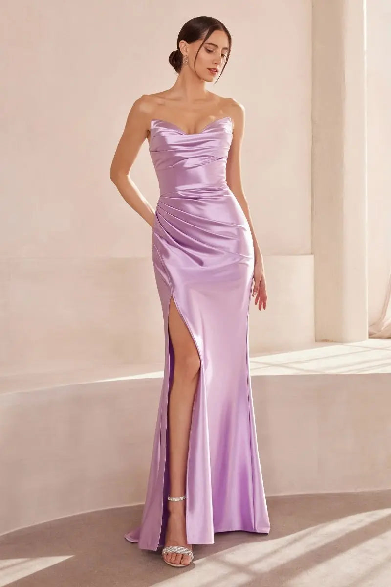 Amoris T704 Strapless Semi Stretch Satin Dress - NORMA REED