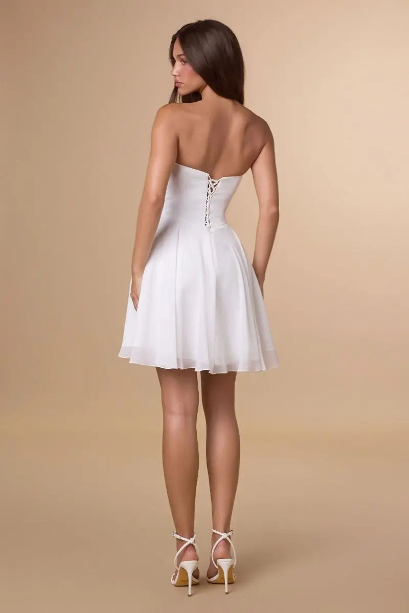 Amoris T709W Fit & Flare Mini White Dress
