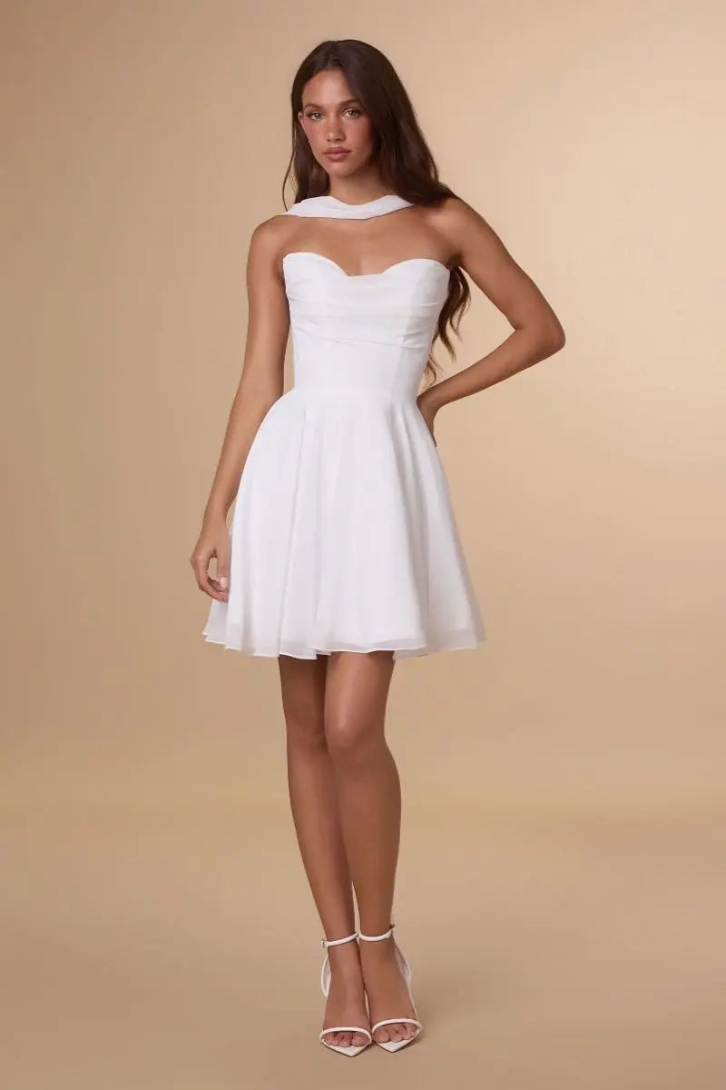 Amoris T709W Fit & Flare Mini White Dress