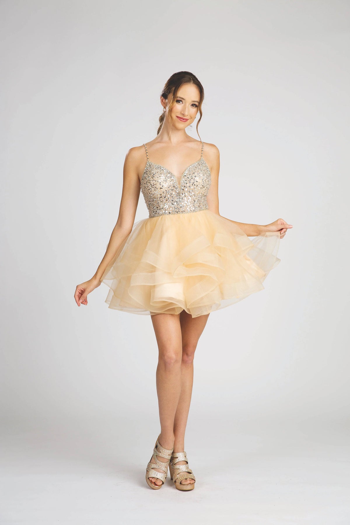 Fiesta 10253 Sparkling Sequin Damas Dress With Tulle Skirt - NORMA Fiesta 10253 Sparkling Sequin Damas Dress With Tulle Skirt - NORMA