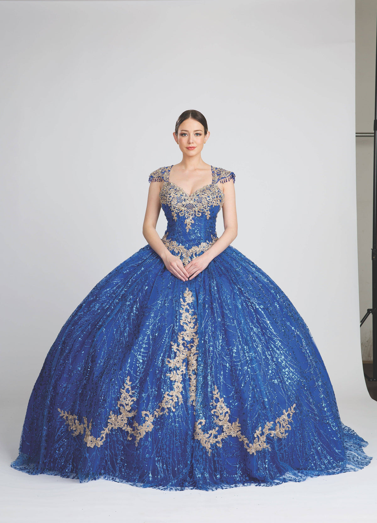 Fiesta 10262 Sequin & Floral Lace Embroidered Ball Gown - NORMA REED