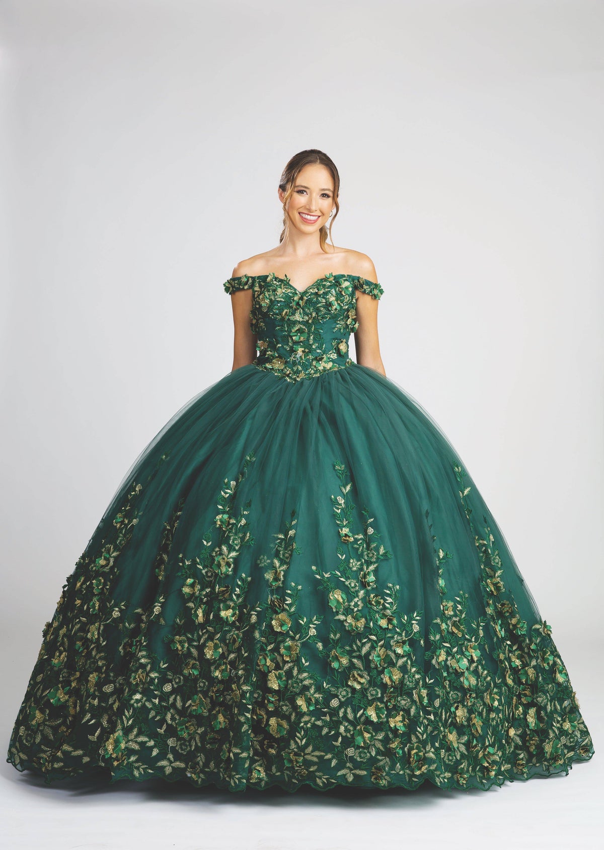 Fiesta 10273 Floral Off Shoulder Quinceanera Ball Gown - NORMA REED