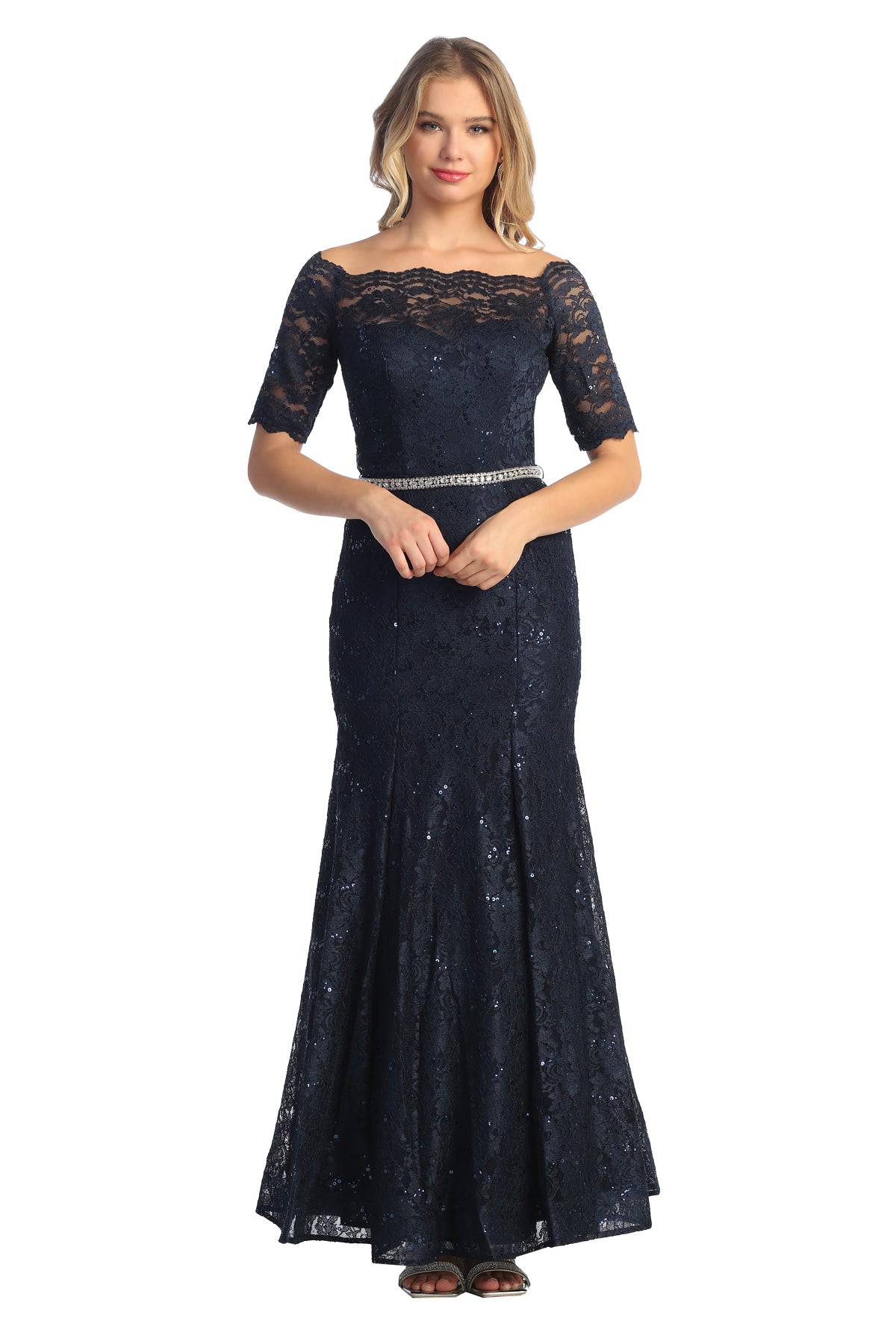 Cindy Collection 1638 Half Sleeve Mermaid Dress - NORMA REED