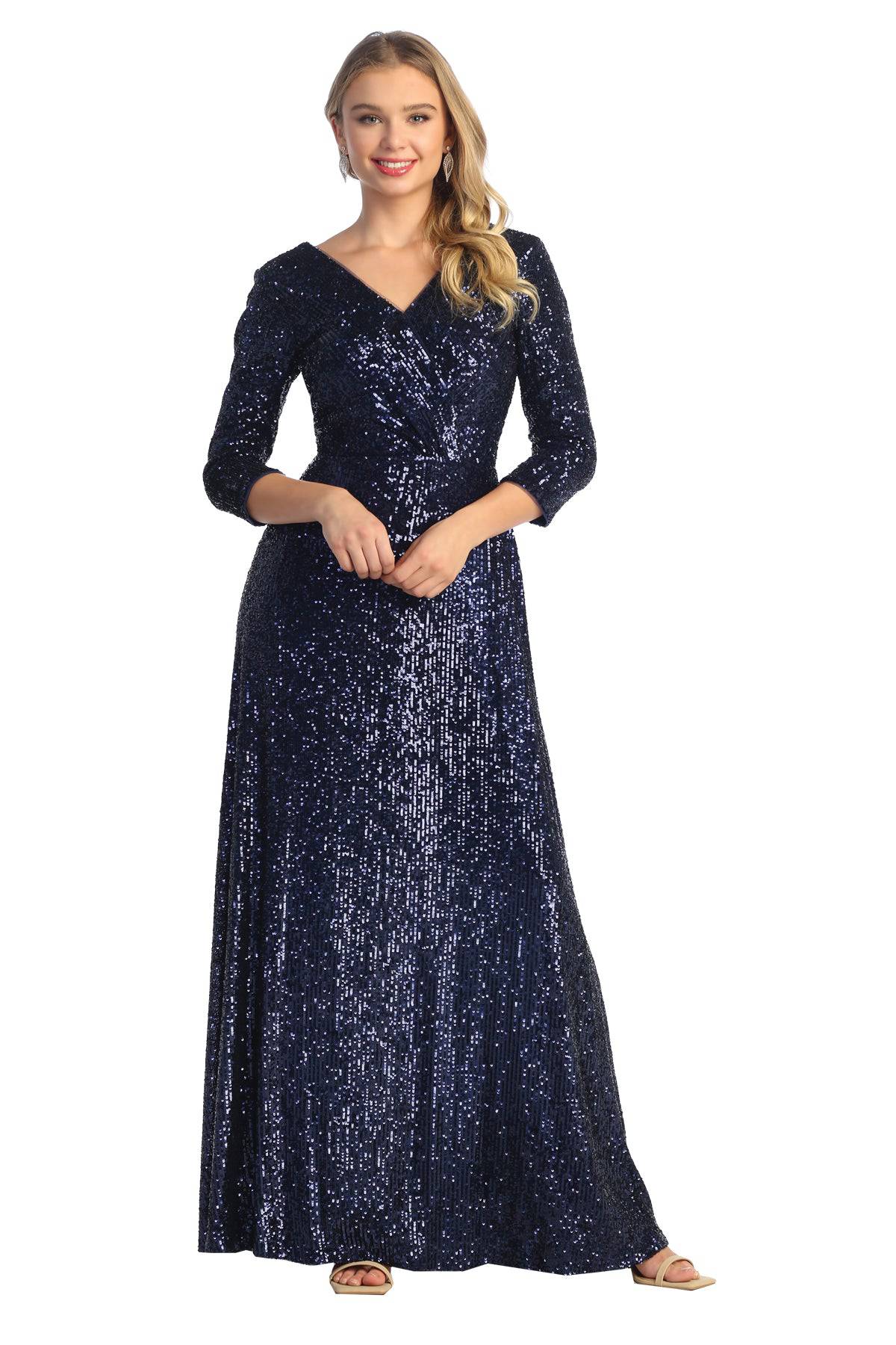 Cindy Collection 1731 Sparkling Dress with Sleeves - NORMA REED