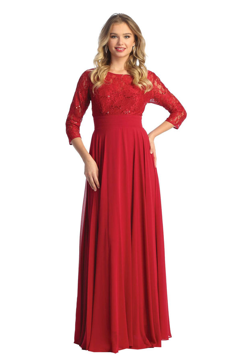Cindy Collection 1748 3/4 Sleeve A Line Dress - NORMA REED