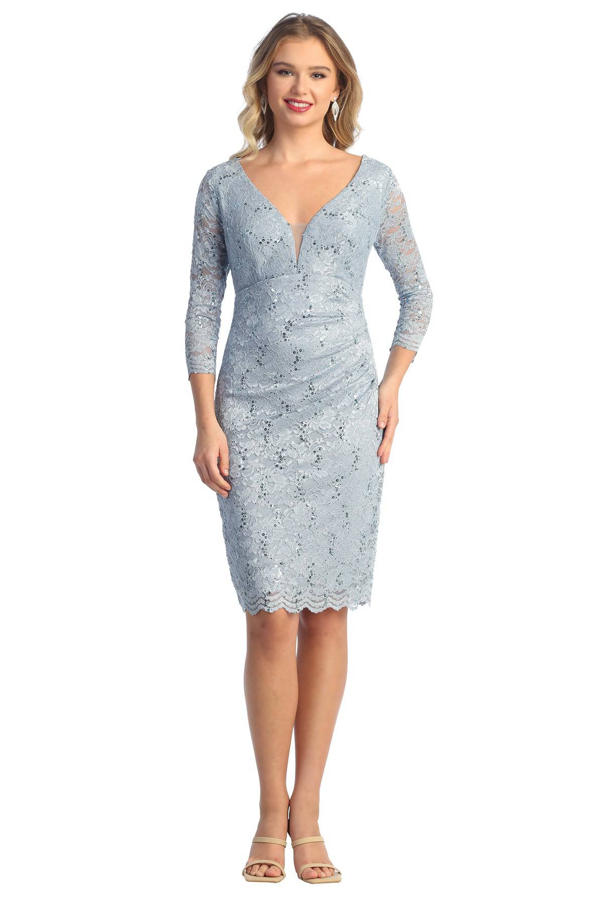 Cindy Collection 1749 Lace & Sequin Short Dress - NORMA REED