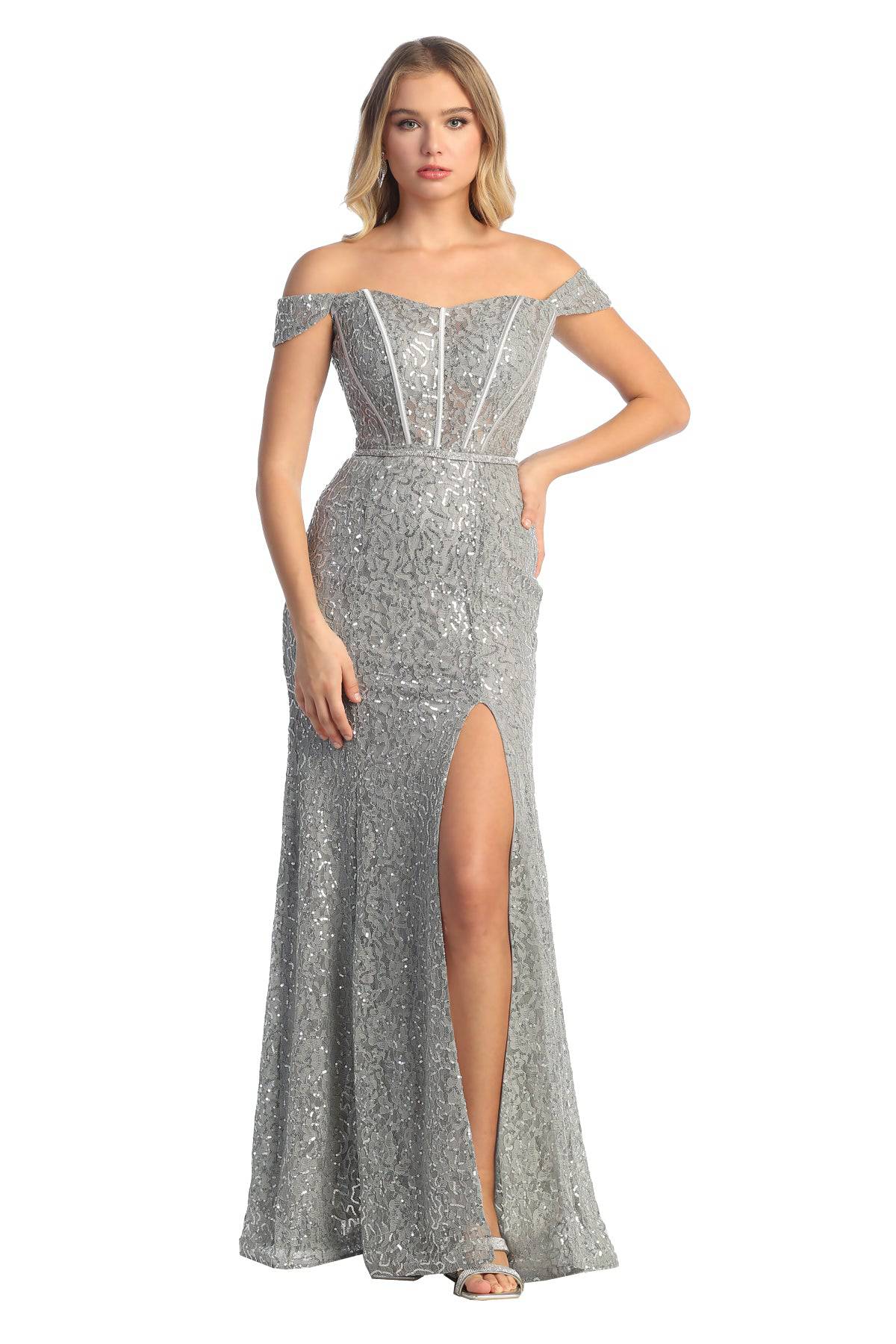 Cindy Collection 1761 Shimmering Corset Dress - NORMA REED