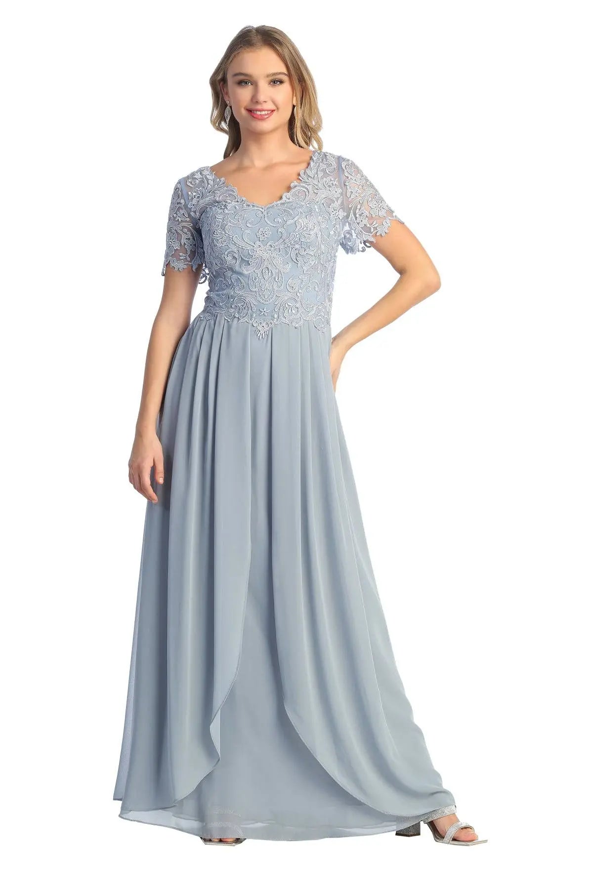 strapless open back dress Cindy Collection 50437 Mother Of The Groom Dress, XL / Dusty Rose