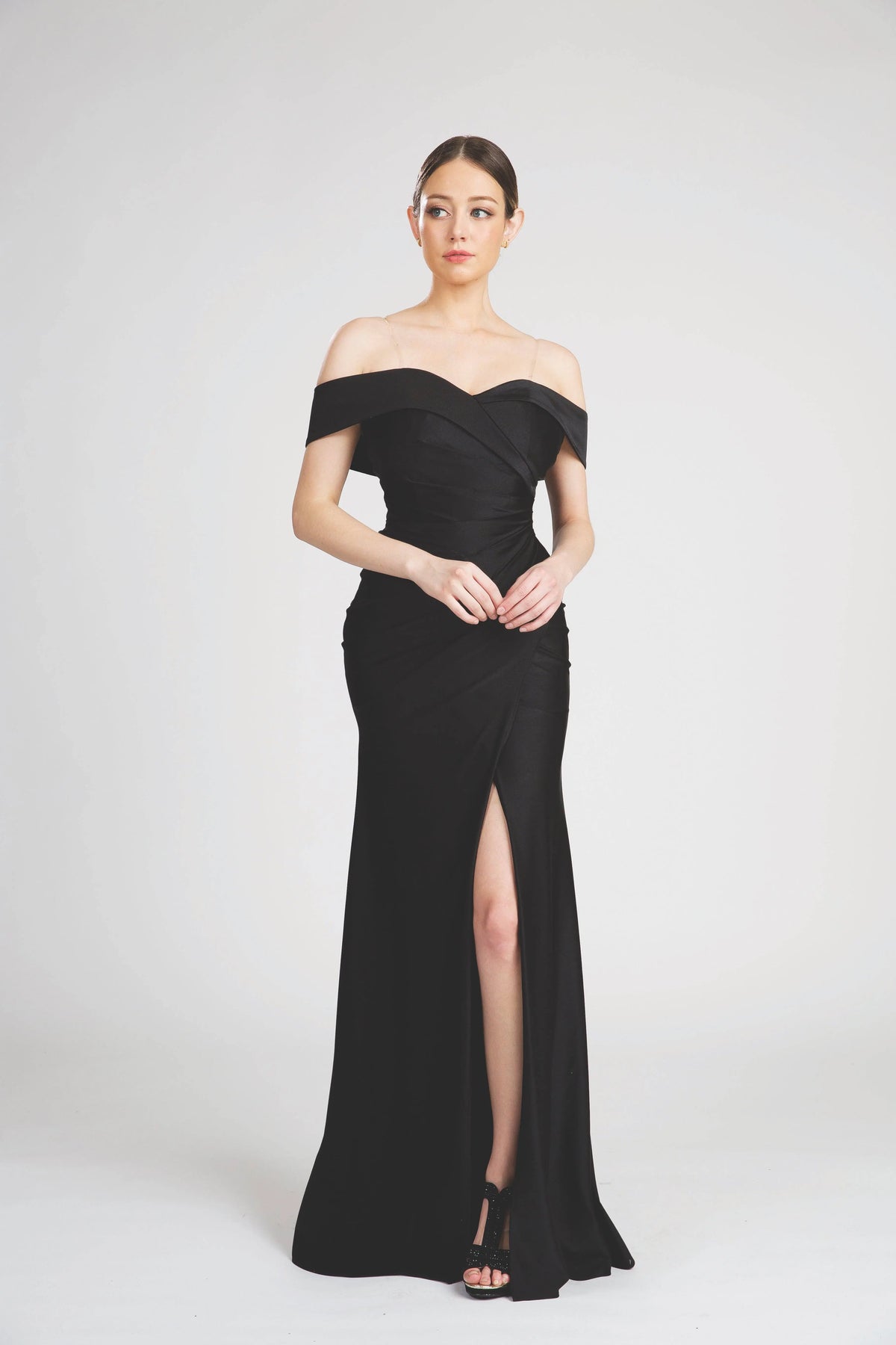 Fiesta 7203 Off Shoulder Ruched Dress - NORMA REED Fiesta 7203 Off Shoulder Ruched Dress - NORMA REED