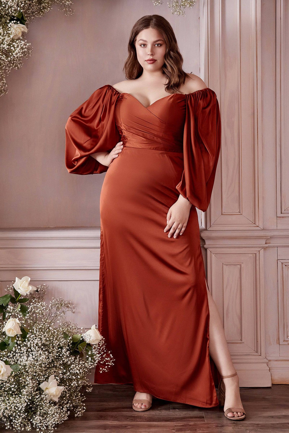 Stunning Plus-Size Off Shoulder Hollywood-Esque Gown with Fitted Skirt #CD7482C - NORMA REED