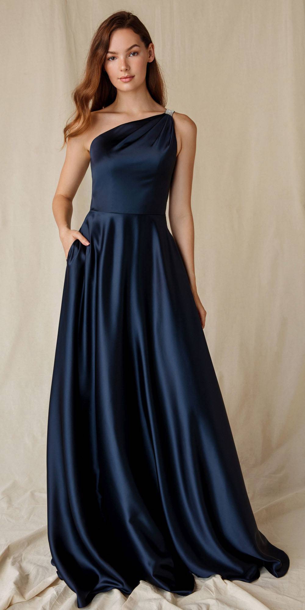 Navy bridesmaid dresses outlet with pockets