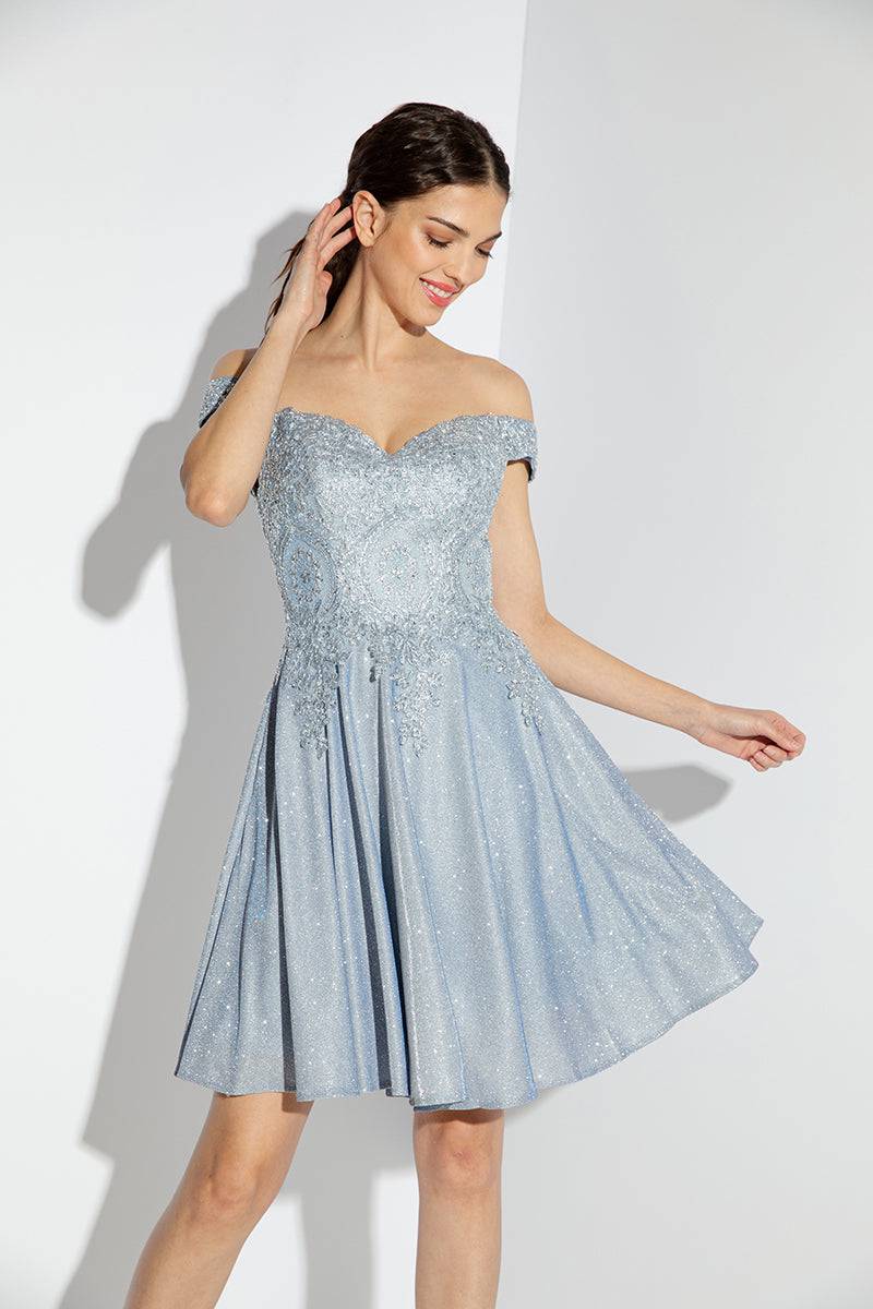 Cinderella Divine 9243 Shimmering Corset Short Dress