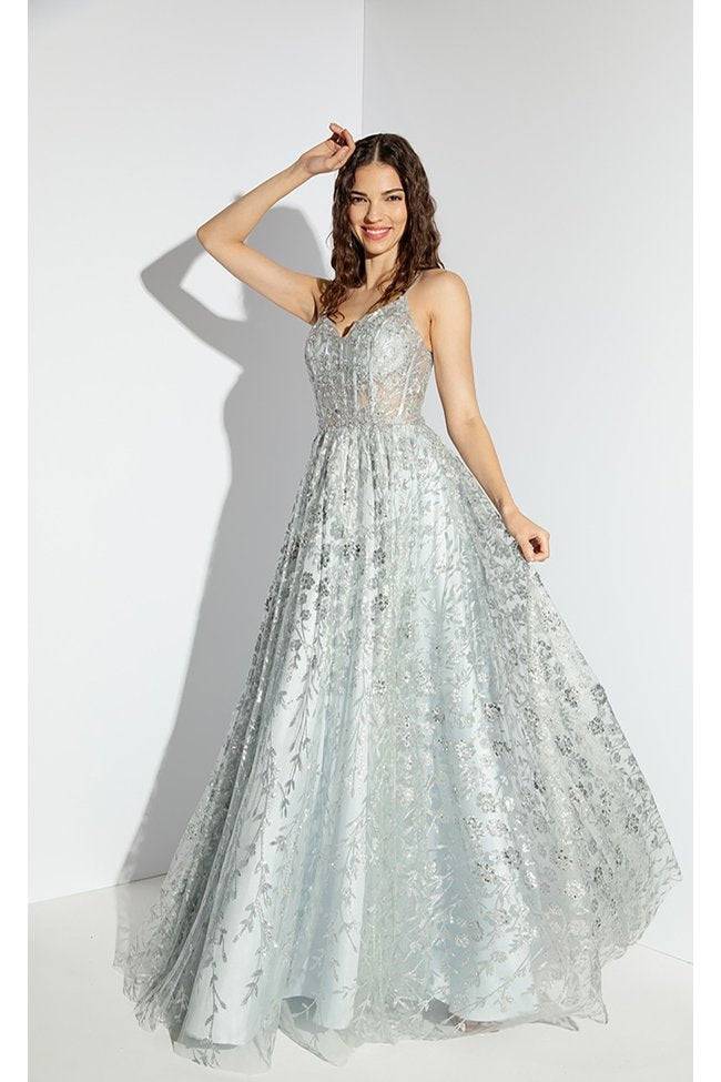 Eureka 9907 Shimmering Floral Corset Ball Gown Corset Dress