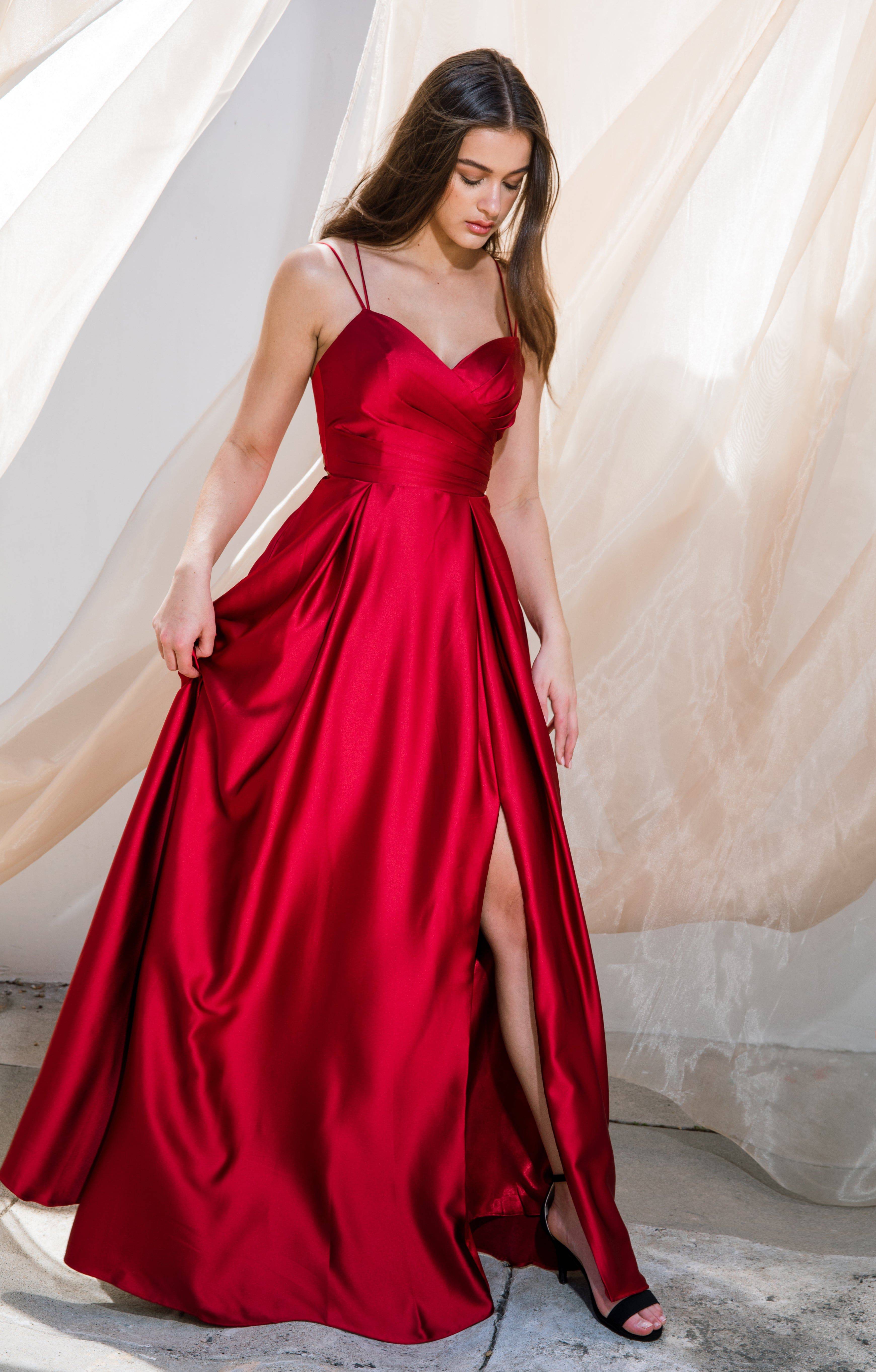 Long red dress sales with pockets