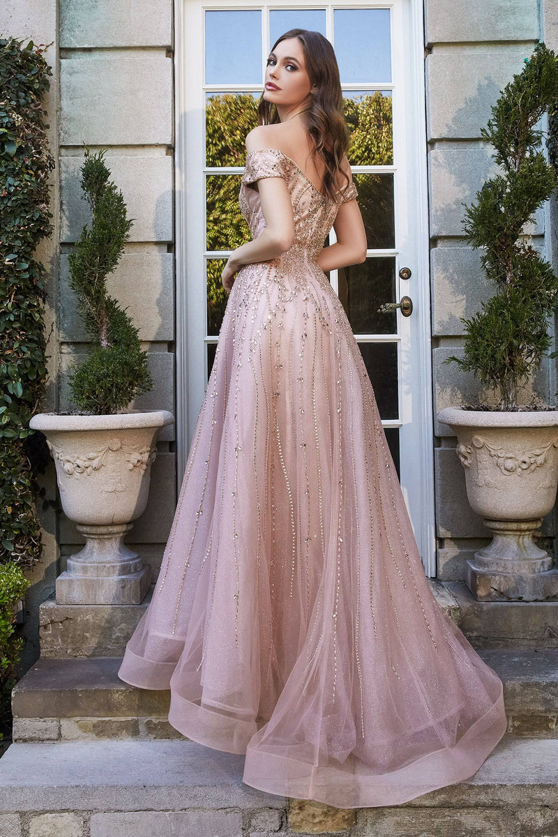 Gorgeous Off Shoulder Gown with Fitted Waistline and Layered Skirt #CDB715 - NORMA REED