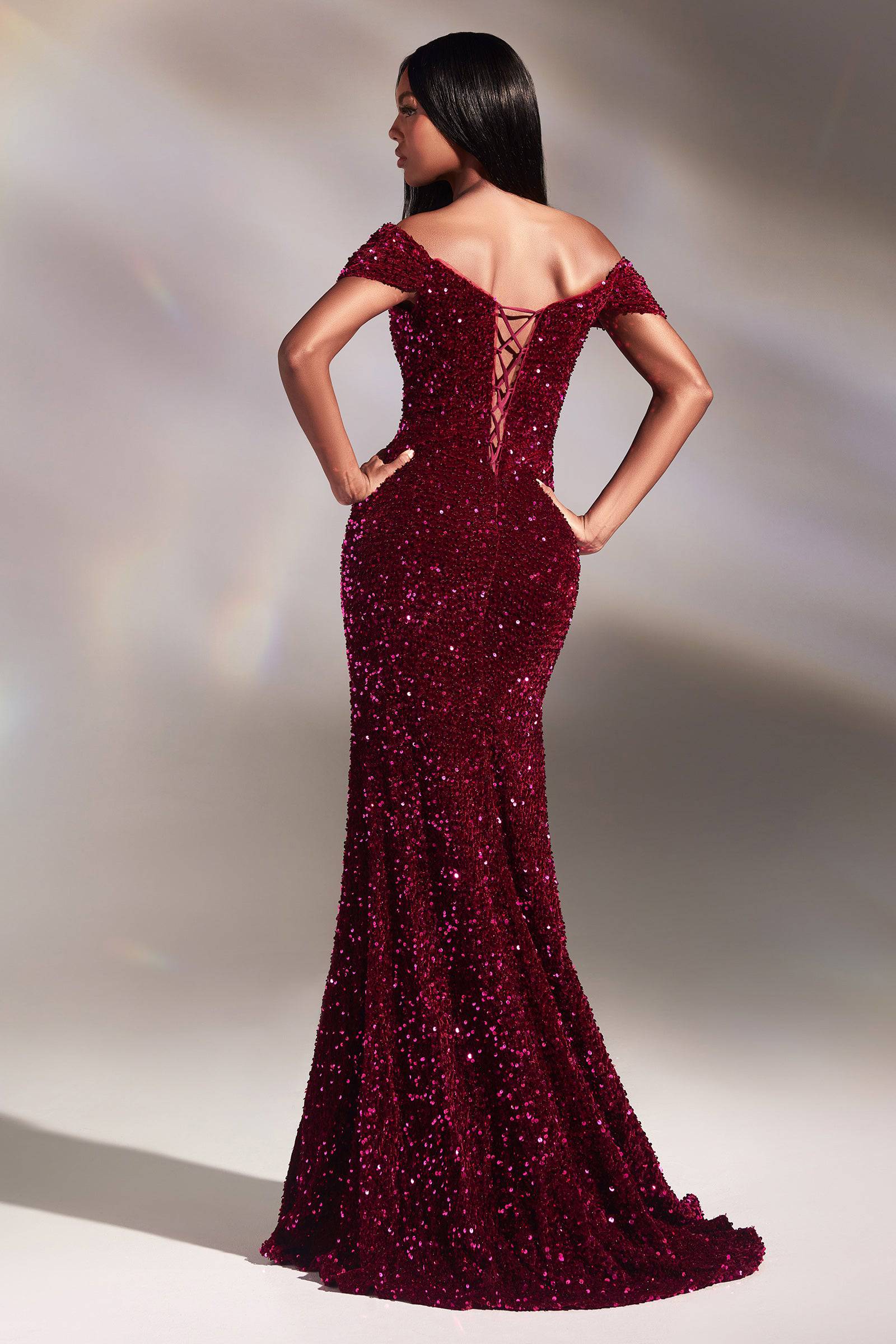 Cinderella Divine CA109 Shimmering Magenta Ruched Dress | NORMA REED