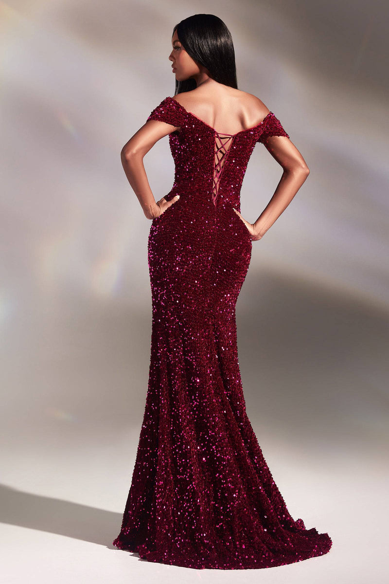Cinderella Divine CA109 Shimmering Magenta Ruched Dress - NORMA REED