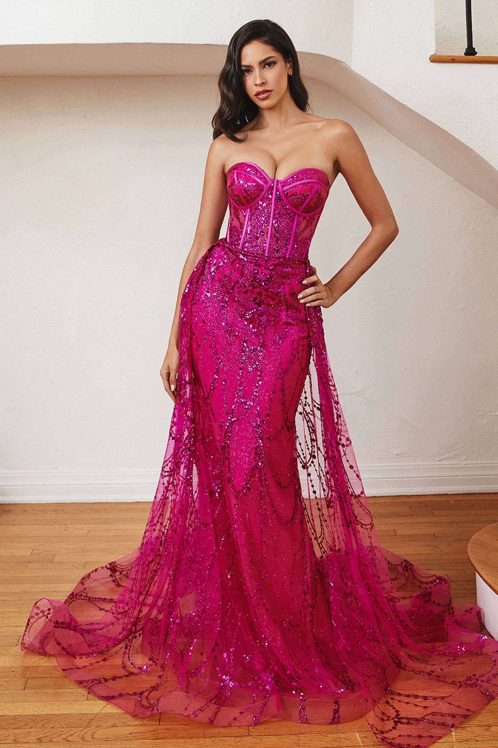 Cinderella Divine CB095 Lace & Sequin Corset Dress