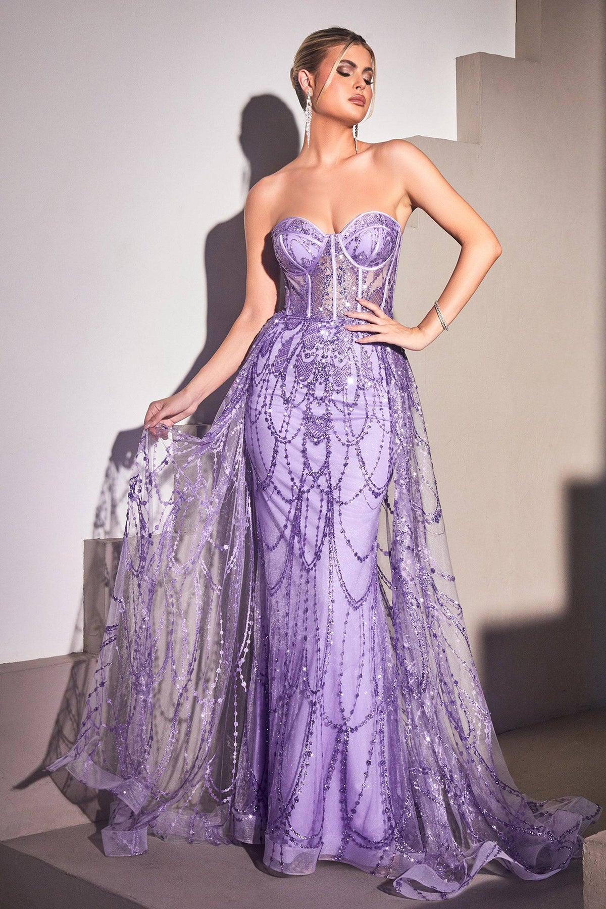 Cinderella Divine CB095 Lace & Sequin Corset Dress - NORMA REED