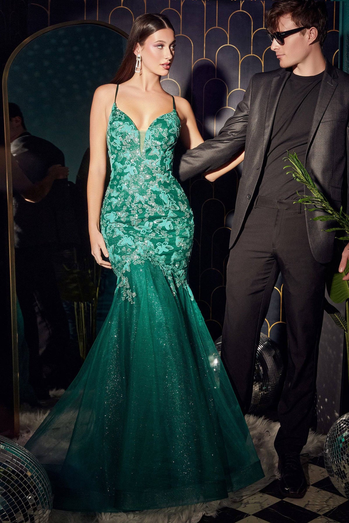 Cinderella Divine CB112 Sparkling Emerald Mermaid Dress - NORMA REED
