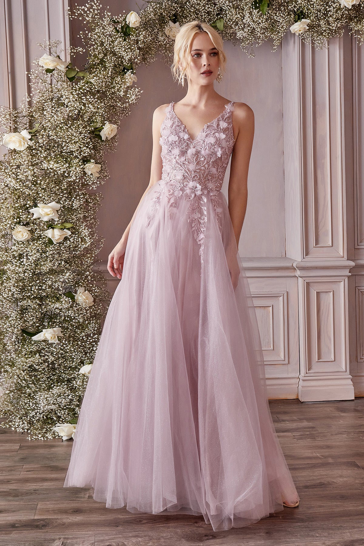 Cute Long Gown with Floral Accents and Layered Skirt #CDCD0181 - NORMA REED
