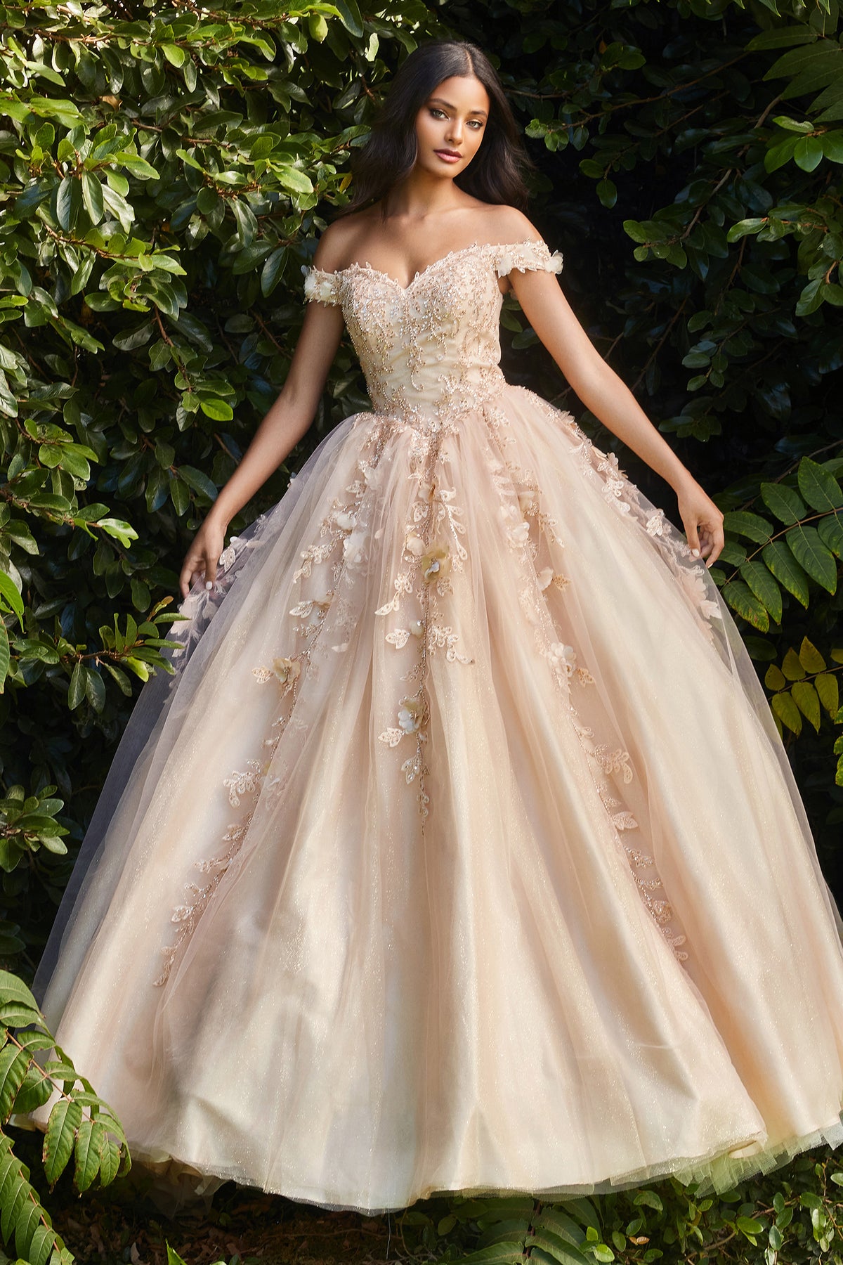 Stunning Off Shoulder Floral Lace Ball Gown #CDCD0185 | Norma Reed - NORMA REED