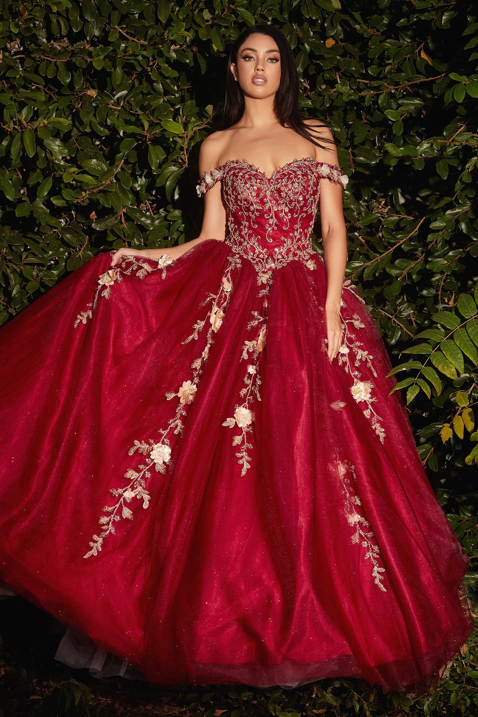 Golden and sales red gown