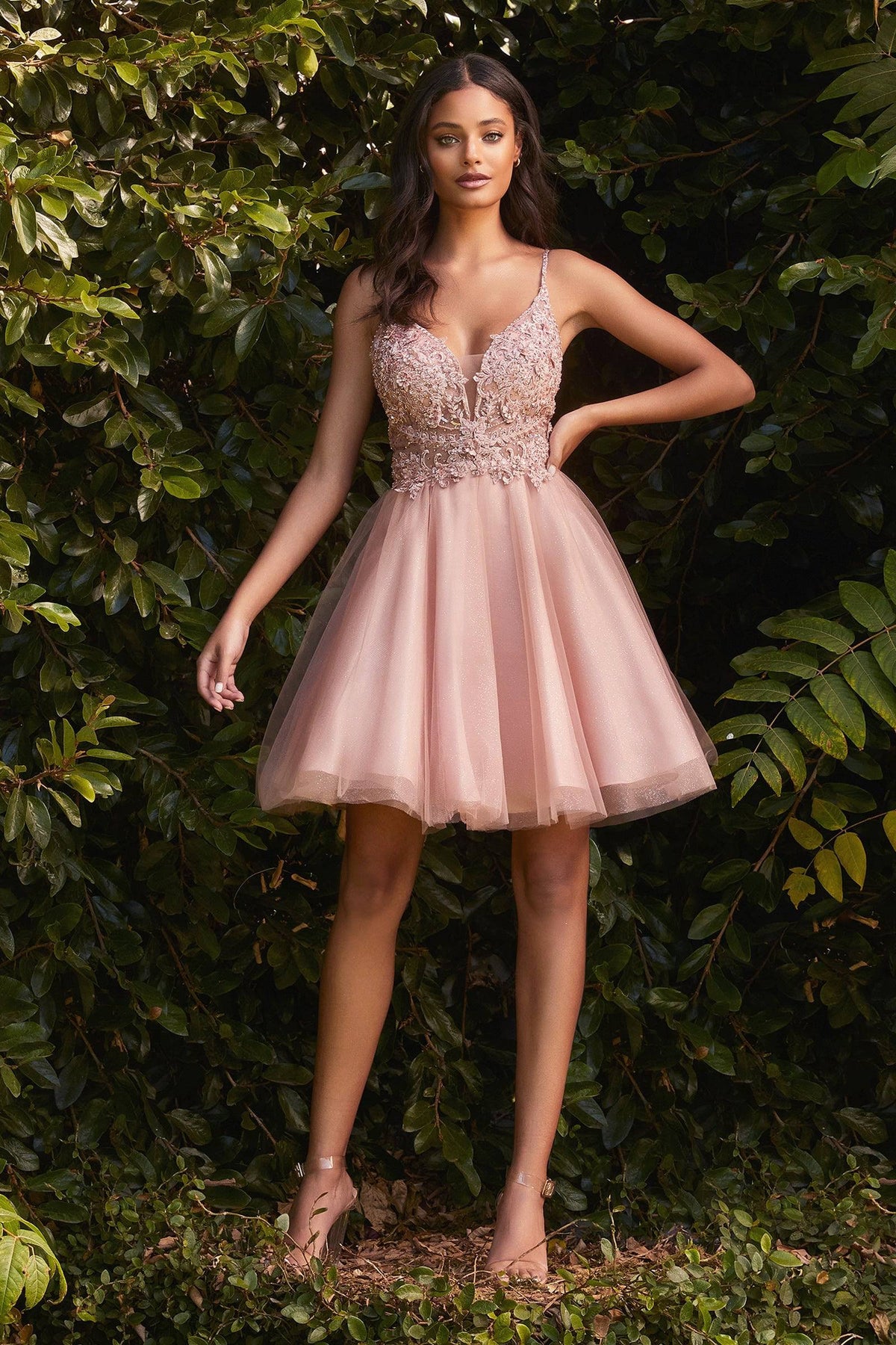 Gorgeous Short Layered Dress With Lace & Rhinestone Embroider #CDCD0190 | Norma Reed - NORMA REED