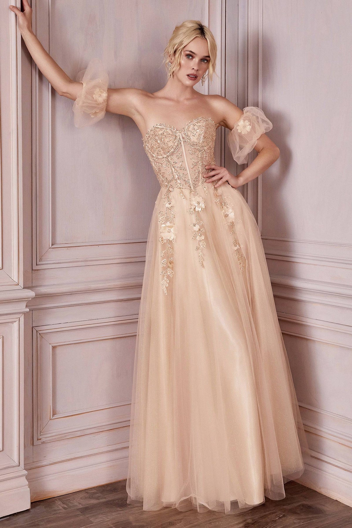Gorgeous Corset Style Ball Gown With Floral & Rhinestone Embroidery #CDCD0191 | Norma Reed - NORMA REED