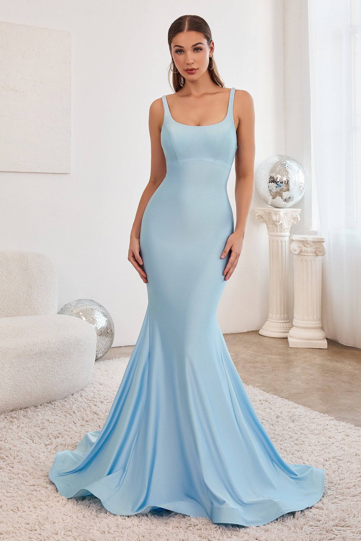 Cinderella Divine CD2219 Low Back Mermaid Dress with Flowing Train - NORMA REED