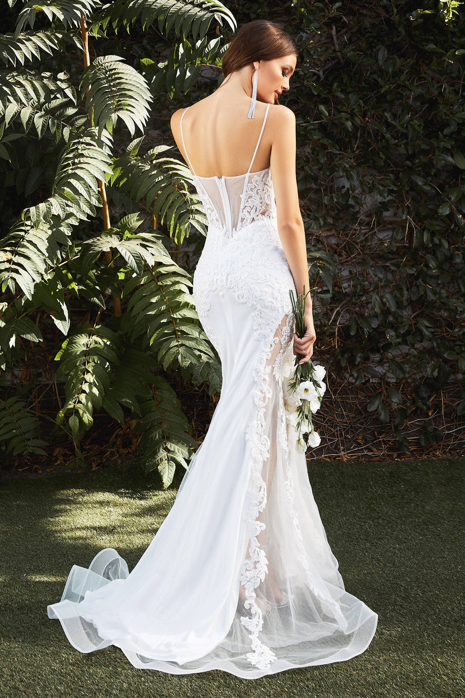 Gorgeous Fitted Wedding Gown with Embroidered Detailing and Sheer Leg Slit  #CDCD937W