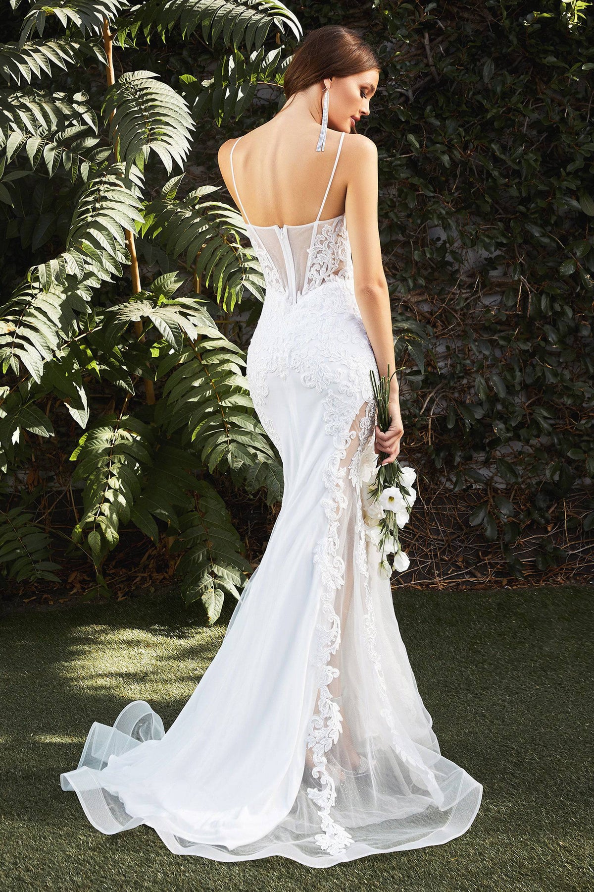 Gorgeous Fitted Wedding Gown with Embroidered Detailing and Sheer Leg Slit #CDCD937W - NORMA REED