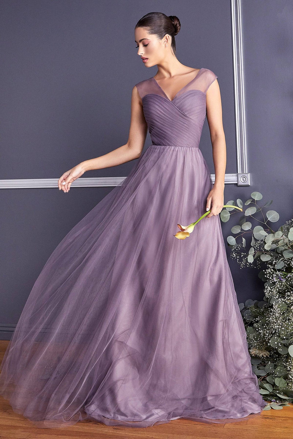 Stunning Layered Gown with V-Neckline and Long Skirt (SIZES 4-8) #CDET320 - NORMA REED
