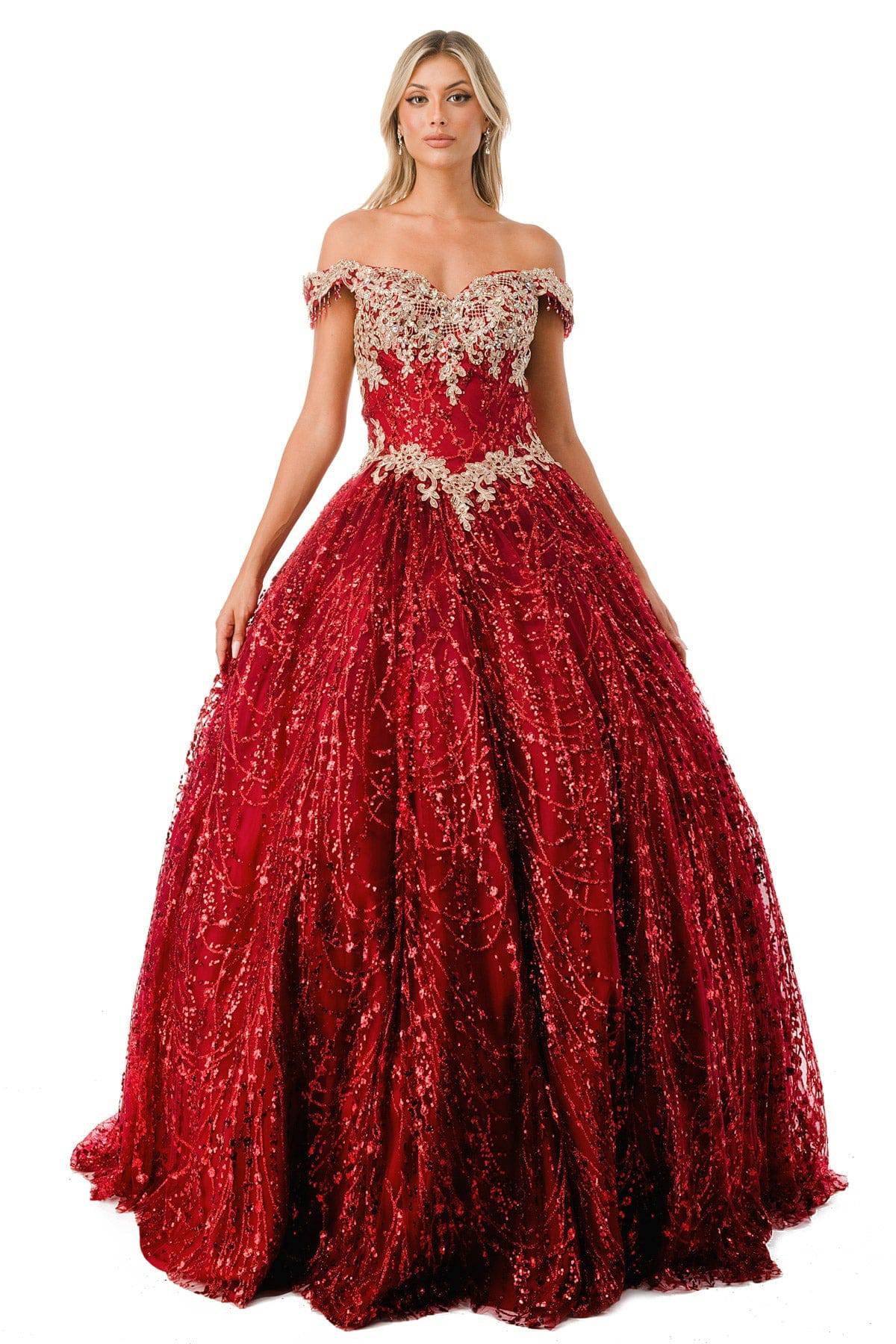 Aspeed L2364 Off Shoulder Lace & Sequin Quinceanera Dress - NORMA REED