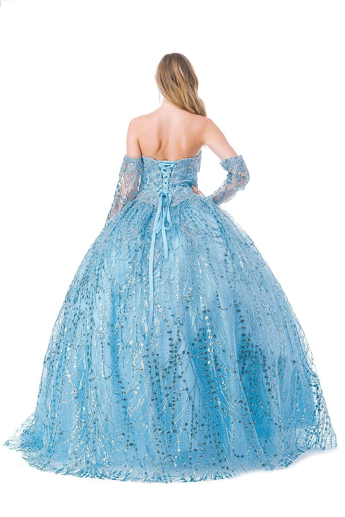 Aspeed L2460 Off Shoulder Sleeved Sequin Quinceanera Dress - NORMA REED